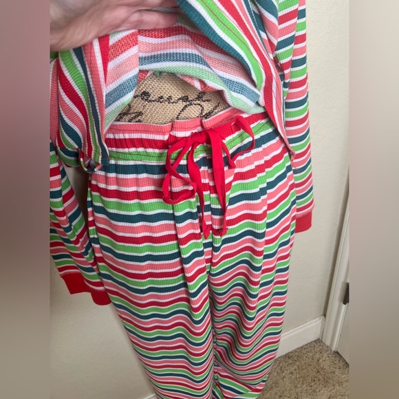 NTM: Pajamaramas Striped Waffle Knit Pajama Set Top & Drawstring Pants Sz M NWT - Picture 7 of 15